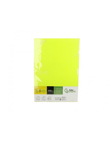 Papel color liderpapel din a3 80 g amarillo neon paquete de 500 hojas