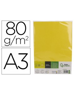 Papel color liderpapel din a3 80 g amarillo intenso paquete de 500 hojas