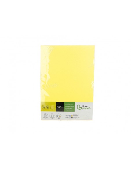 Papel color liderpapel din a3 80 g amarillo paquete de 500 hojas