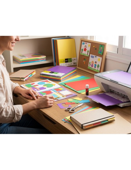 Papel color liderpapel din a4 80 g 5 colores surtidos intensos paquete de 500 hojas