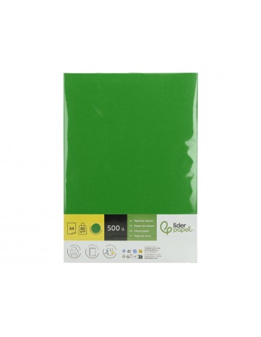 Papel color liderpapel din a4 80 g verde intenso paquete de 500 hojas