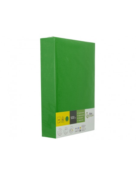 Papel color liderpapel din a4 80 g verde intenso paquete de 500 hojas