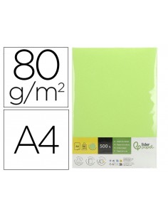 Papel color liderpapel din a4 80 g verde paquete de 500 hojas
