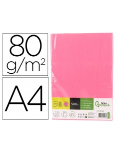 Papel color liderpapel din a4 80 g rosa neon paquete de 500 hojas