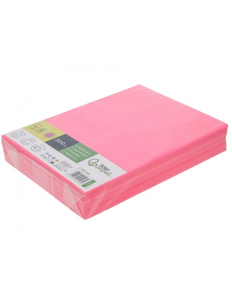 Papel color liderpapel din a4 80 g rosa neon paquete de 500 hojas