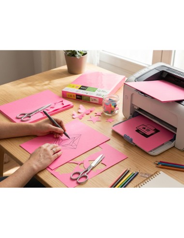 Papel color liderpapel din a4 80 g rosa neon paquete de 500 hojas