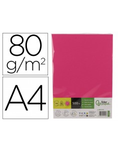 Papel color liderpapel din a4 80 g rosa intenso paquete de 500 hojas