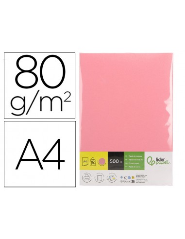 Papel color liderpapel din a4 80 g rosa paquete de 500 hojas