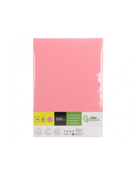 Papel color liderpapel din a4 80 g rosa paquete de 500 hojas Papel color liderpapel din a4 80 g rosa paquete de 500 hojas