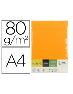 Papel color liderpapel din a4 80 g naranja neon paquete de 500 hojas