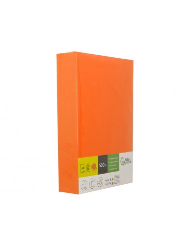 Papel color liderpapel din a4 80 g naranja intenso paquete de 500 hojas
