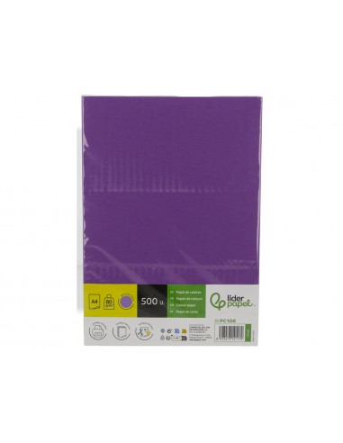 Papel color liderpapel din a4 80 g lila intenso paquete de 500 hojas