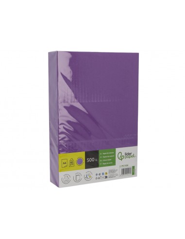 Papel color liderpapel din a4 80 g lila intenso paquete de 500 hojas