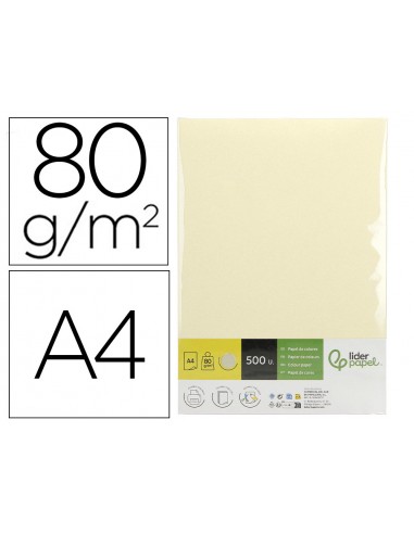 Papel color liderpapel din a4 80 g crema paquete de 500 hojas
