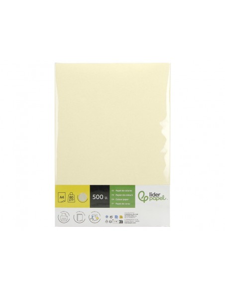 Papel color liderpapel din a4 80 g crema paquete de 500 hojas Papel color liderpapel din a4 80 g crema paquete de 500 hojas