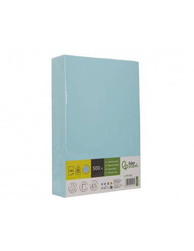 Papel color liderpapel din a4 80 g celeste paquete de 500 hojas
