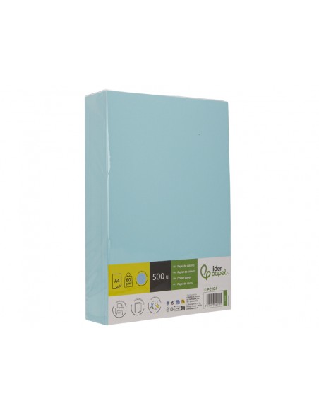 Papel color liderpapel din a4 80 g celeste paquete de 500 hojas