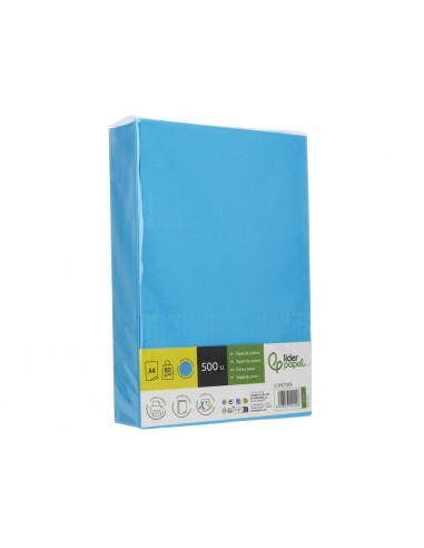 Papel color liderpapel din a4 80 g azul intenso paquete de 500 hojas
