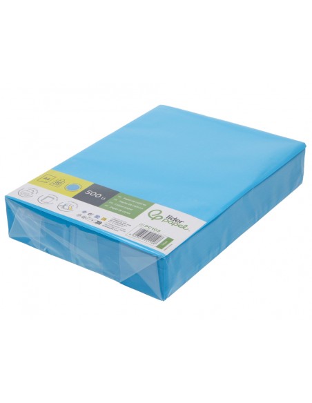Papel color liderpapel din a4 80 g azul intenso paquete de 500 hojas