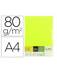 Papel color liderpapel din a4 80 g amarillo neon paquete de 500 hojas