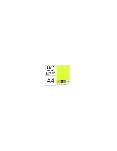 Papel color liderpapel din a4 80 g amarillo neon paquete de 500 hojas