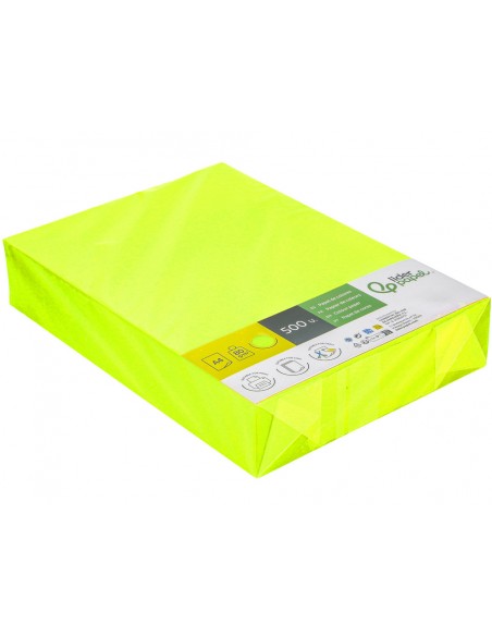 Papel color liderpapel din a4 80 g amarillo neon paquete de 500 hojas