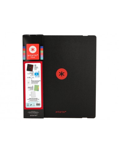 Carpeta con recambio antartik a4 cuadro 5mm foam 4 anillas 35mm mixtas bicolor negro rojo