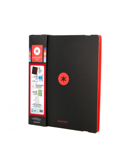 Carpeta con recambio antartik a4 cuadro 5mm foam 4 anillas 35mm mixtas bicolor negro rojo