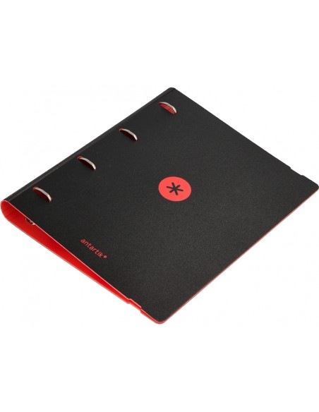 Carpeta con recambio antartik a4 cuadro 5mm foam 4 anillas 35mm mixtas bicolor negro rojo