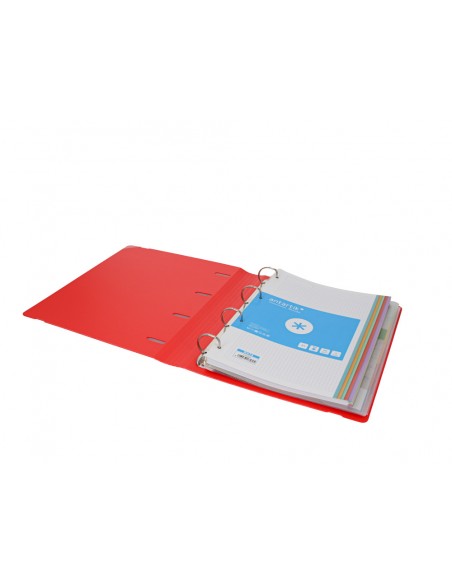 Carpeta con recambio antartik a4 cuadro 5mm foam 4 anillas 35mm mixtas bicolor negro rojo