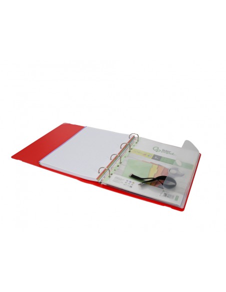Carpeta con recambio antartik a4 cuadro 5mm foam 4 anillas 35mm mixtas bicolor negro rojo