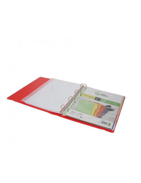 Carpeta con recambio antartik a4 cuadro 5mm foam 4 anillas 35mm mixtas bicolor negro rojo