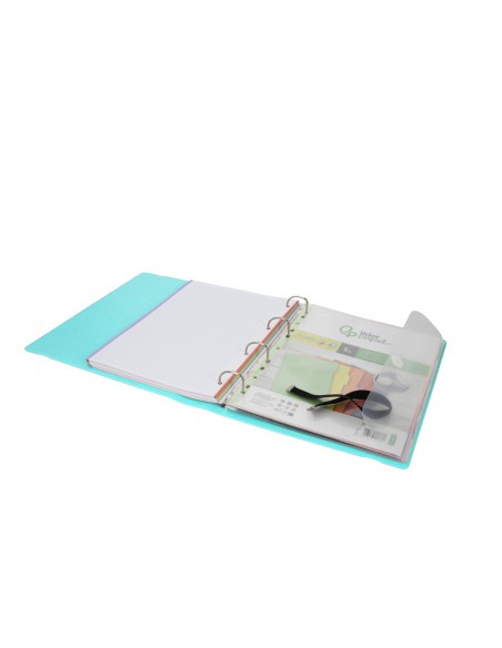 Carpeta con recambio antartik a4 cuadro 5mm foam 4 anillas 35mm mixtas bicolor negro menta