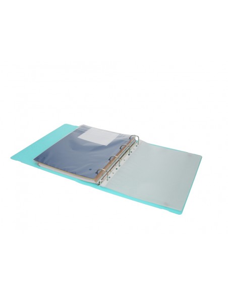 Carpeta con recambio antartik a4 cuadro 5mm foam 4 anillas 35mm mixtas bicolor negro menta