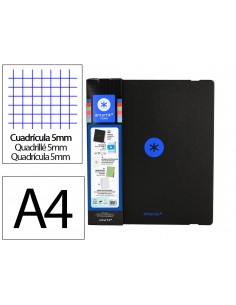 Carpeta con recambio antartik a4 cuadro 5mm foam 4 anillas 35mm mixtas bicolor negro azul