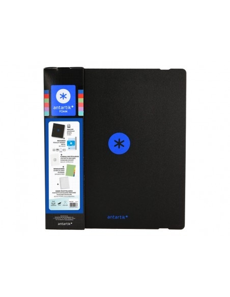 Carpeta con recambio antartik a4 cuadro 5mm foam 4 anillas 35mm mixtas bicolor negro azul Carpeta con recambio antartik a4 cuadro 5mm foam 4 anillas 35mm mixtas bicolor negro azul