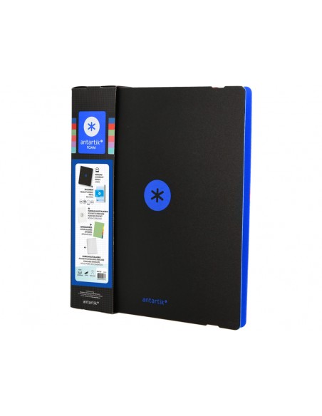 Carpeta con recambio antartik a4 cuadro 5mm foam 4 anillas 35mm mixtas bicolor negro azul Carpeta con recambio antartik a4 cuadro 5mm foam 4 anillas 35mm mixtas bicolor negro azul