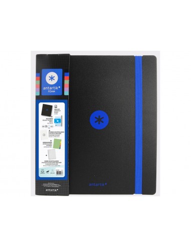 Carpeta con recambio antartik a4 cuadro 5mm foam 4 anillas 35mm mixtas bicolor negro azul