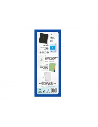 Carpeta con recambio antartik a4 cuadro 5mm foam 4 anillas 35mm mixtas bicolor negro azul