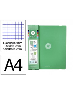Carpeta con recambio antartik a4 cuadro 5mm foam 4 anillas 35mm mixtas color verde matcha