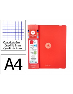 Carpeta con recambio antartik a4 cuadro 5mm foam 4 anillas 35mm mixtas color rojo