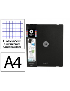 Carpeta con recambio antartik a4 cuadro 5mm foam 4 anillas 35mm mixtas color negro