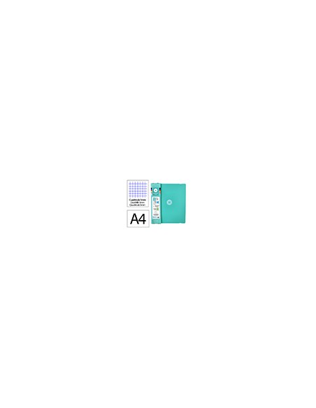 Carpeta con recambio antartik a4 cuadro 5mm foam 4 anillas 35mm mixtas color menta