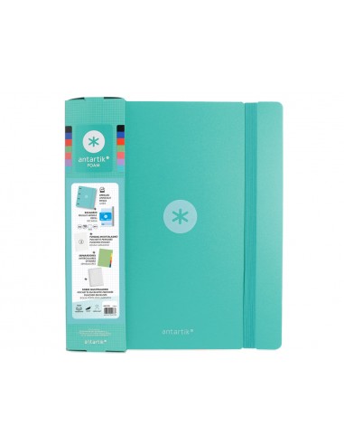 Carpeta con recambio antartik a4 cuadro 5mm foam 4 anillas 35mm mixtas color menta