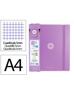Carpeta con recambio antartik a4 cuadro 5mm foam 4 anillas 35mm mixtas color lavanda