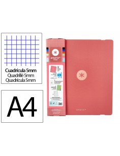 Carpeta con recambio antartik a4 cuadro 5mm foam 4 anillas 35mm mixtas color coral