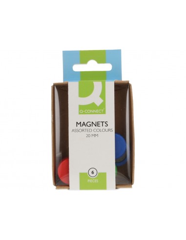 Iman para sujecion q-connect ideal para pizarras magneticas 20 mm colores surtidos caja de 6 unidades