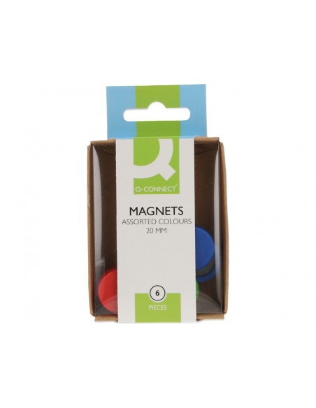 Iman para sujecion q-connect ideal para pizarras magneticas 20 mm colores surtidos caja de 6 unidades