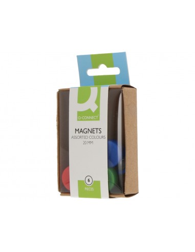 Iman para sujecion q-connect ideal para pizarras magneticas 20 mm colores surtidos caja de 6 unidades