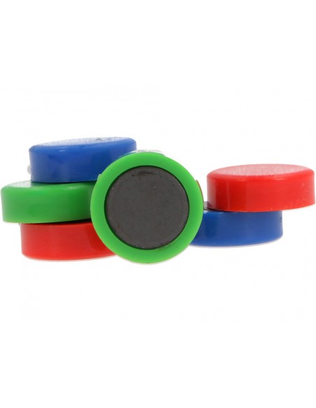 Iman para sujecion q-connect ideal para pizarras magneticas 20 mm colores surtidos caja de 6 unidades